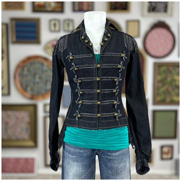 Byron Lars Beauty Mark Military Denim Jacket Womens Size 4 NWT Michael Jackson - Picture 6 of 12